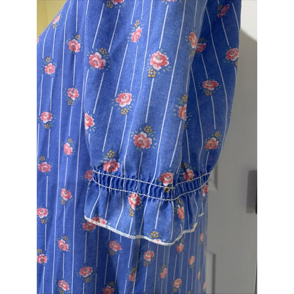 Vintage ISLAND FASHIONS HONOLULU Womens Dress Sz 4 Blue Maxi Mumu Retro Hawaii - Picture 4 of 11